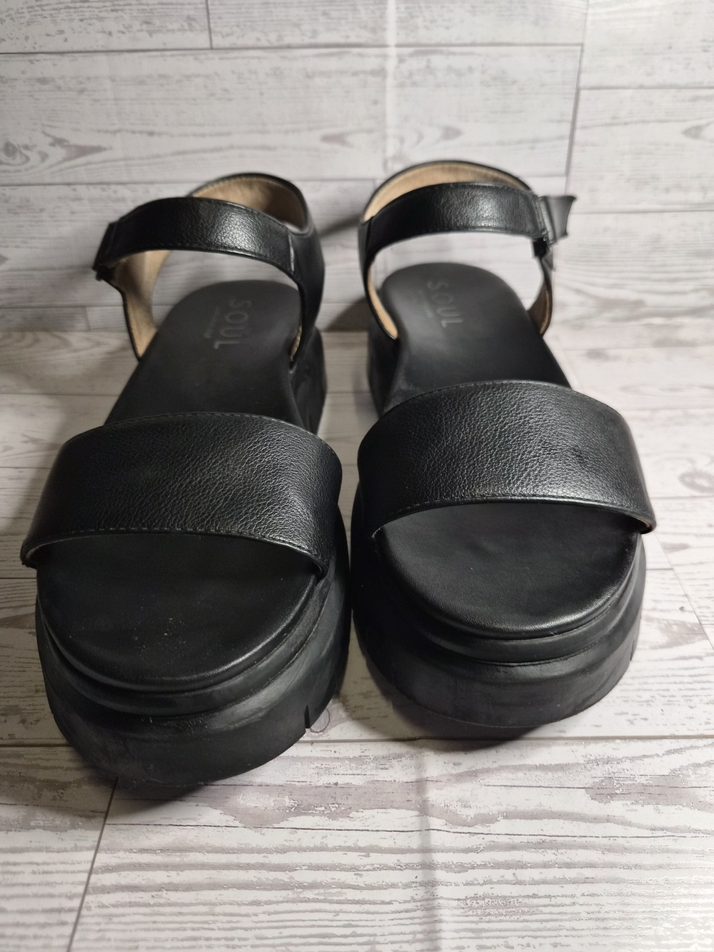 SOUL Naturalizer Poppy Black Chunky Platform Sandals with Ankle Strap - Picture 3 of 10